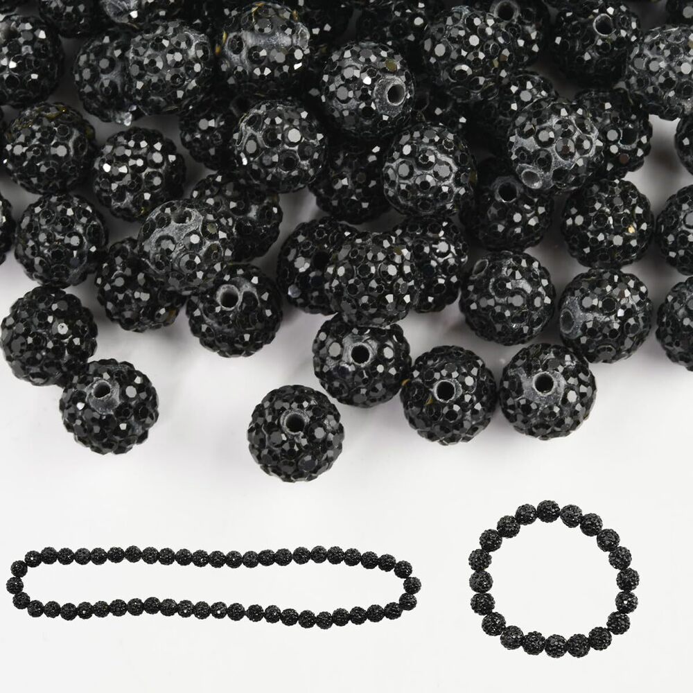 4708 200pcs 10mm Rhinestone Clay Beads for Crafting - Ice Collection